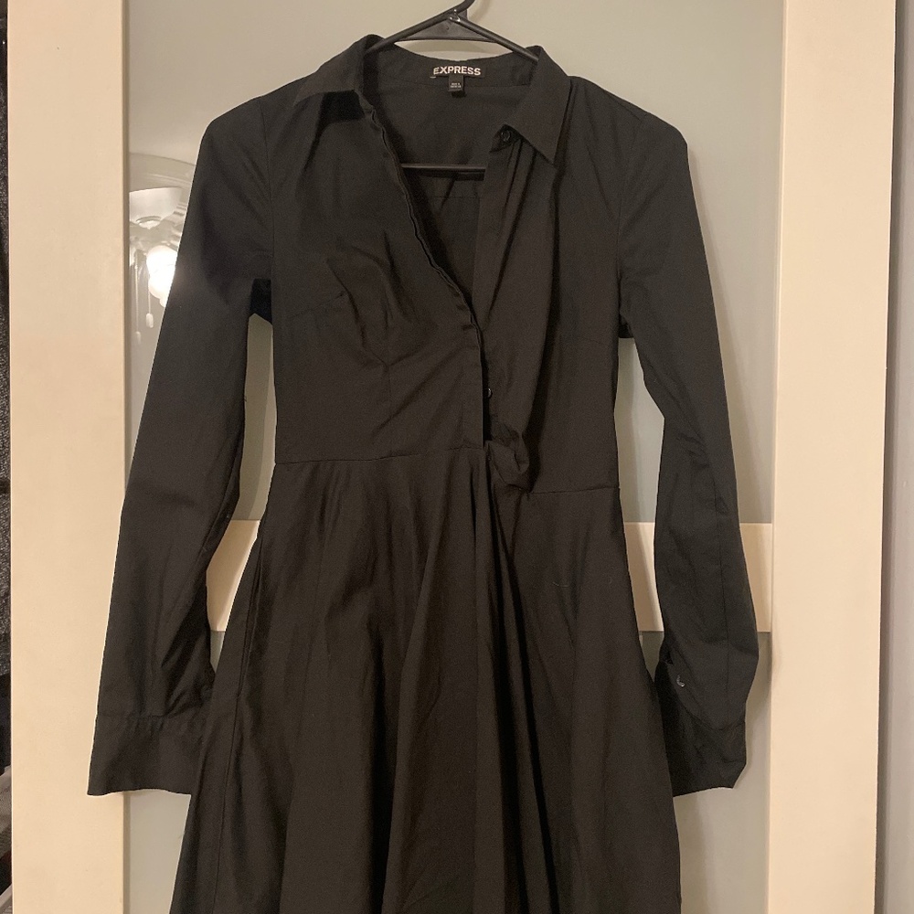 Fit and Flare Black Shirt Dress